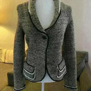 Italian Wool Cashmere Boucle Knit Fitted Blazer Jacket Small Medium